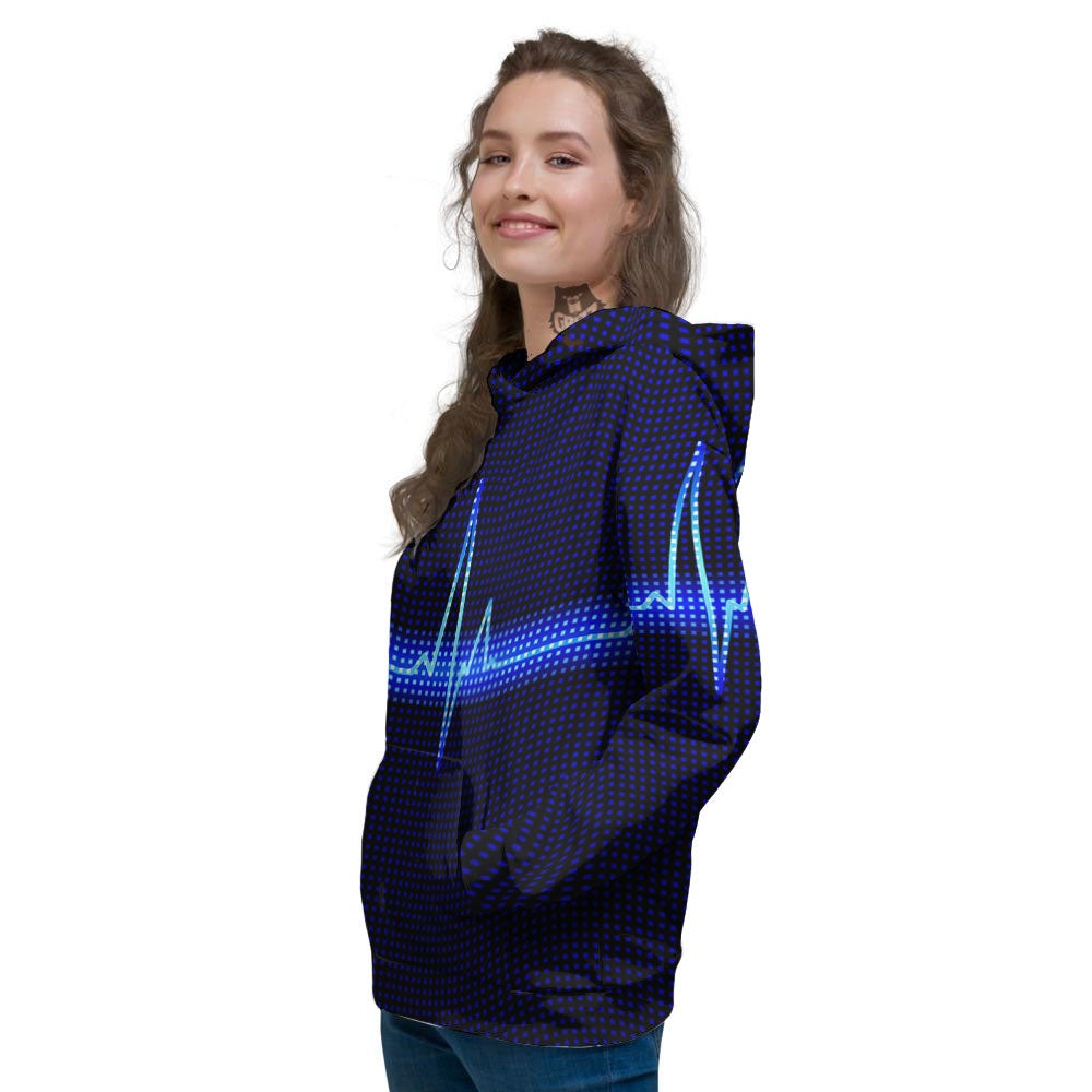 Electrocardiogram Heartbeat Print Women's Hoodie-grizzshop