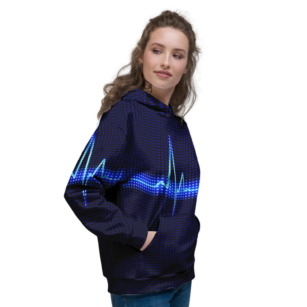 Electrocardiogram Heartbeat Print Women's Hoodie-grizzshop