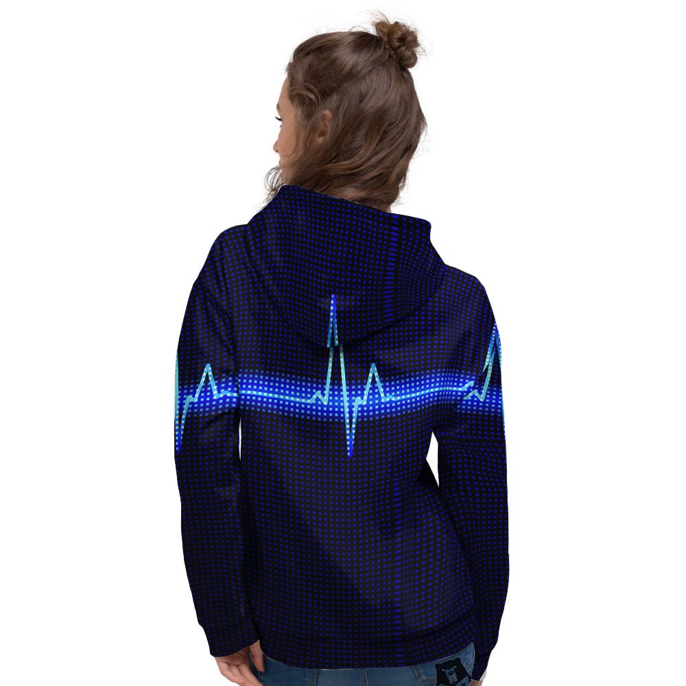 Electrocardiogram Heartbeat Print Women's Hoodie-grizzshop