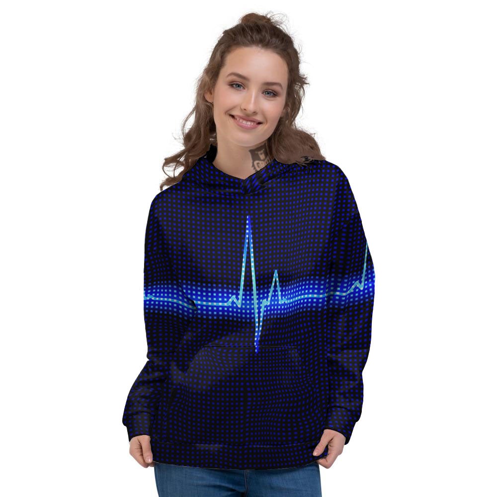 Electrocardiogram Heartbeat Print Women's Hoodie-grizzshop