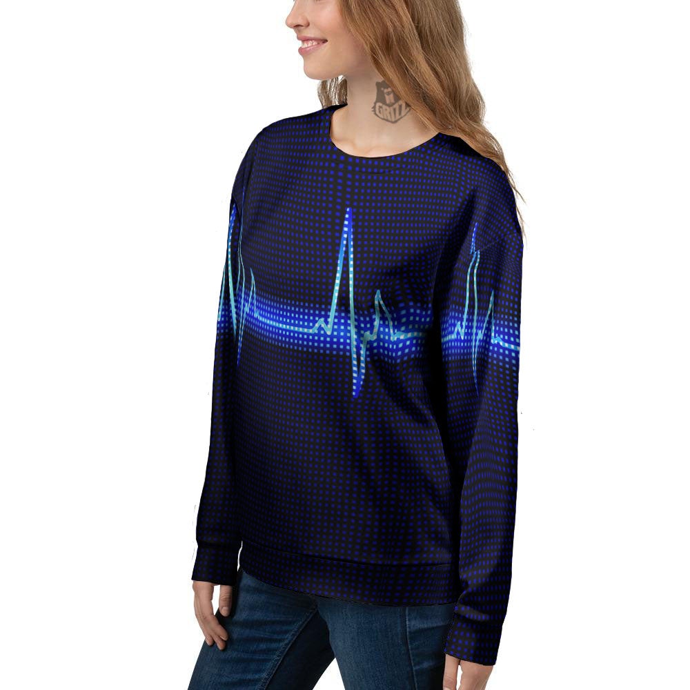Electrocardiogram Heartbeat Print Women's Sweatshirt-grizzshop