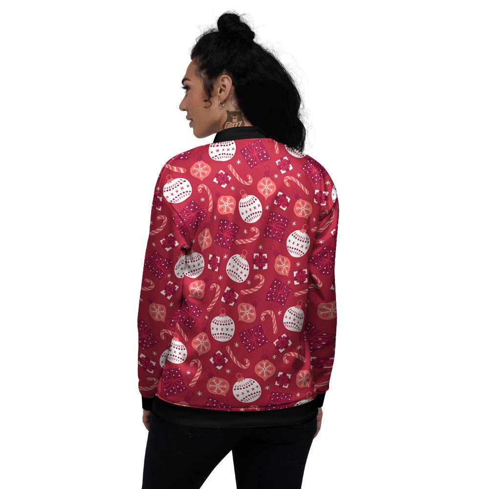 Elements Merry Christmas Print Pattern Women's Bomber Jacket-grizzshop
