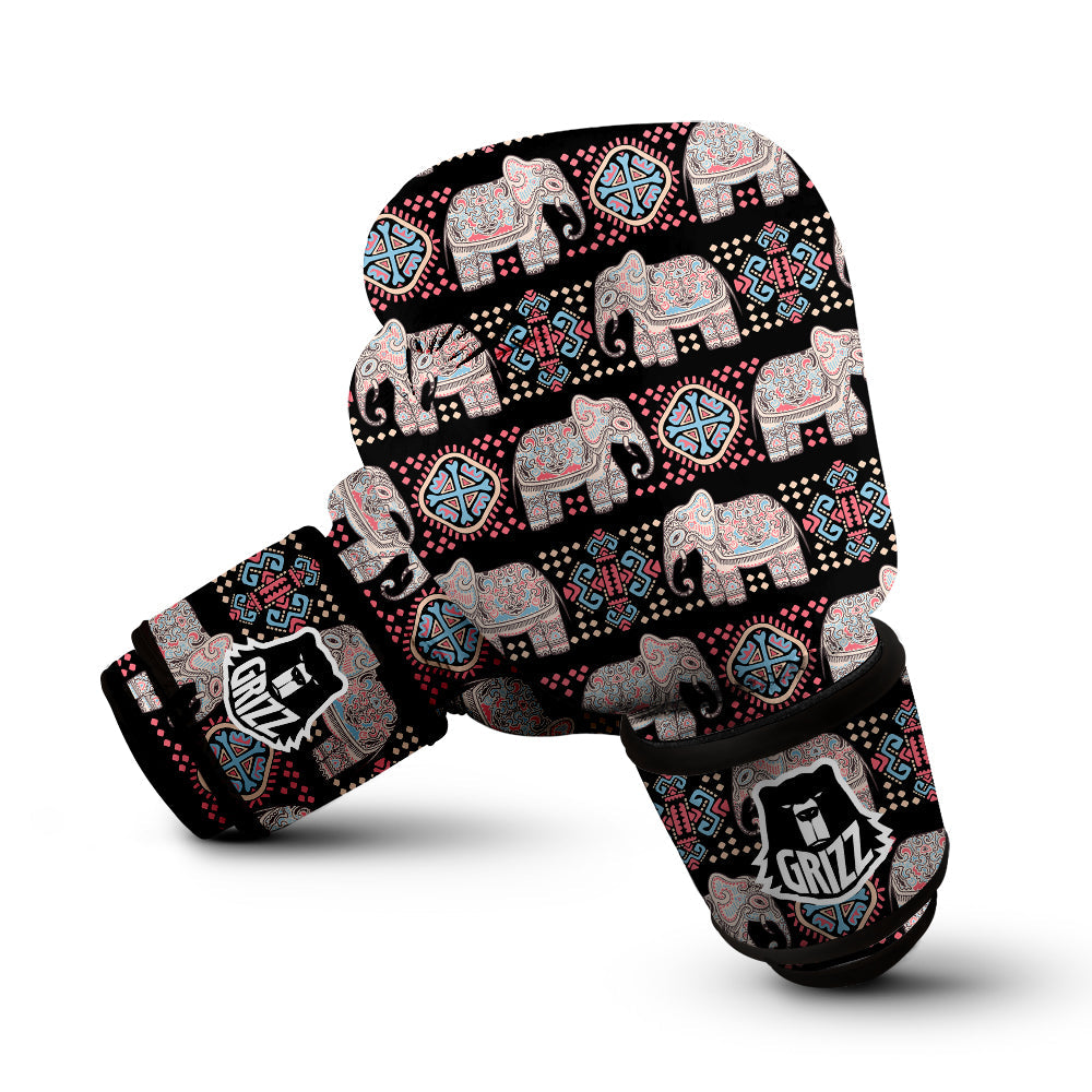Elephant African Tribal Print Pattern Boxing Gloves-grizzshop