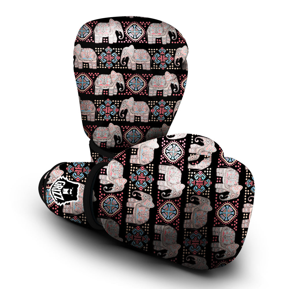 Elephant African Tribal Print Pattern Boxing Gloves-grizzshop