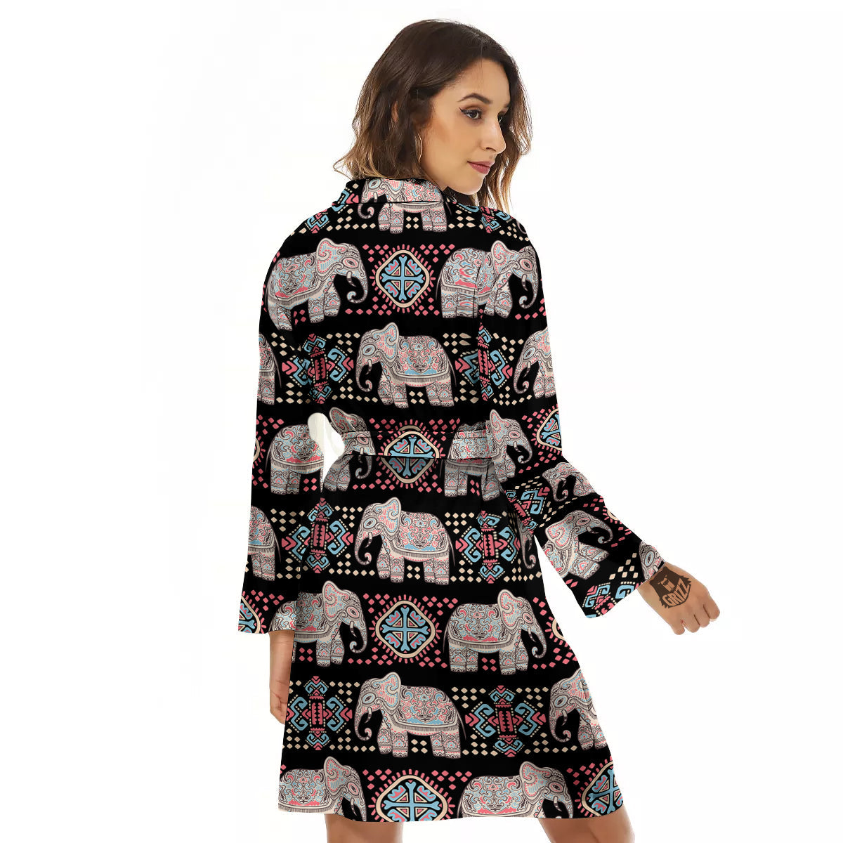 Elephant African Tribal Print Pattern Women's Robe-grizzshop