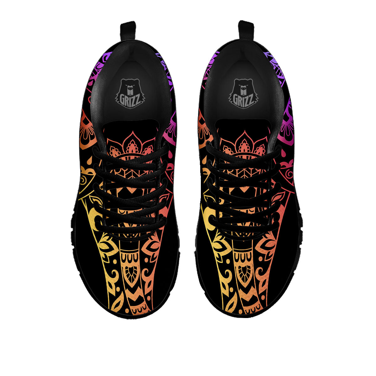 Elephant Black Rainbow Indian Print Black Sneaker-grizzshop