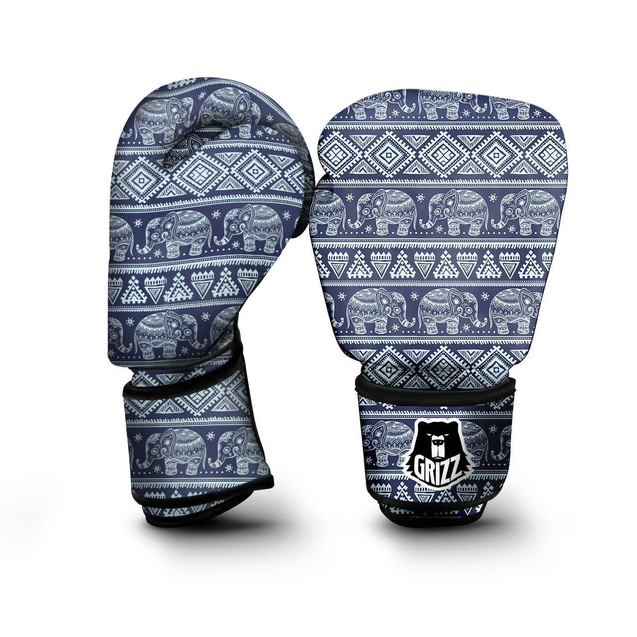 Elephant Indian Blue Print Pattern Boxing Gloves-grizzshop