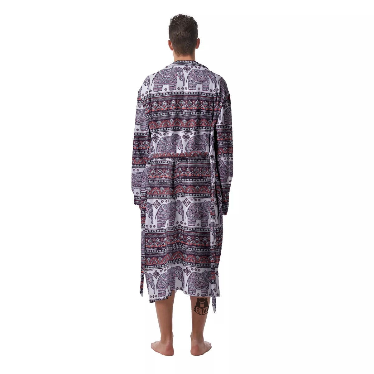 Elephant Indian Bohemian Print Pattern Men's Robe-grizzshop