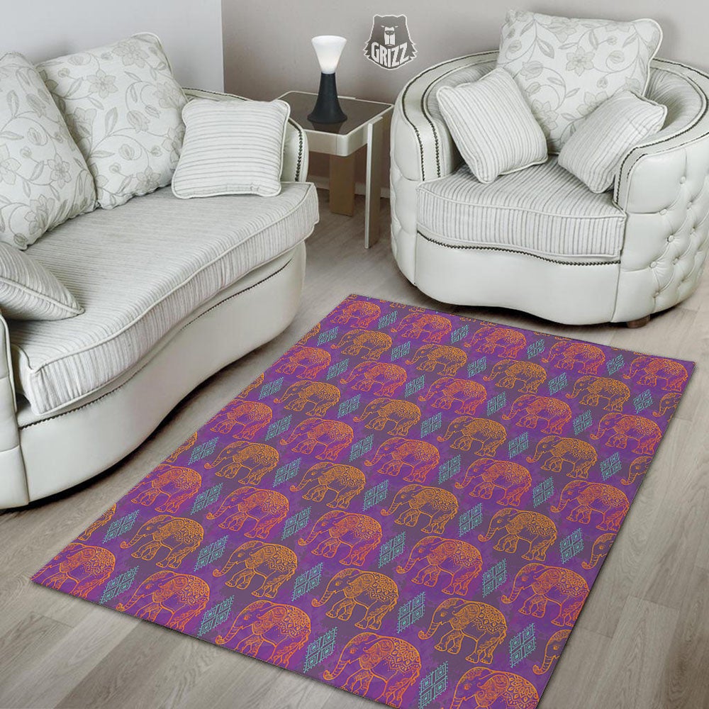 Elephant Indian Boho Print Pattern Floor Mat-grizzshop
