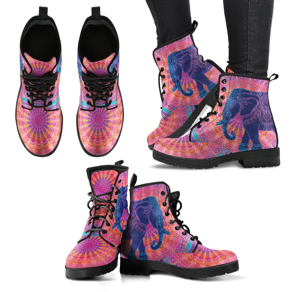 Elephant Mandala 2 Handcrafted Boots-grizzshop