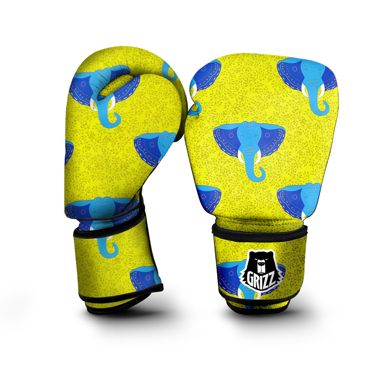 Elephant Mandala Blue Print Pattern Boxing Gloves-grizzshop