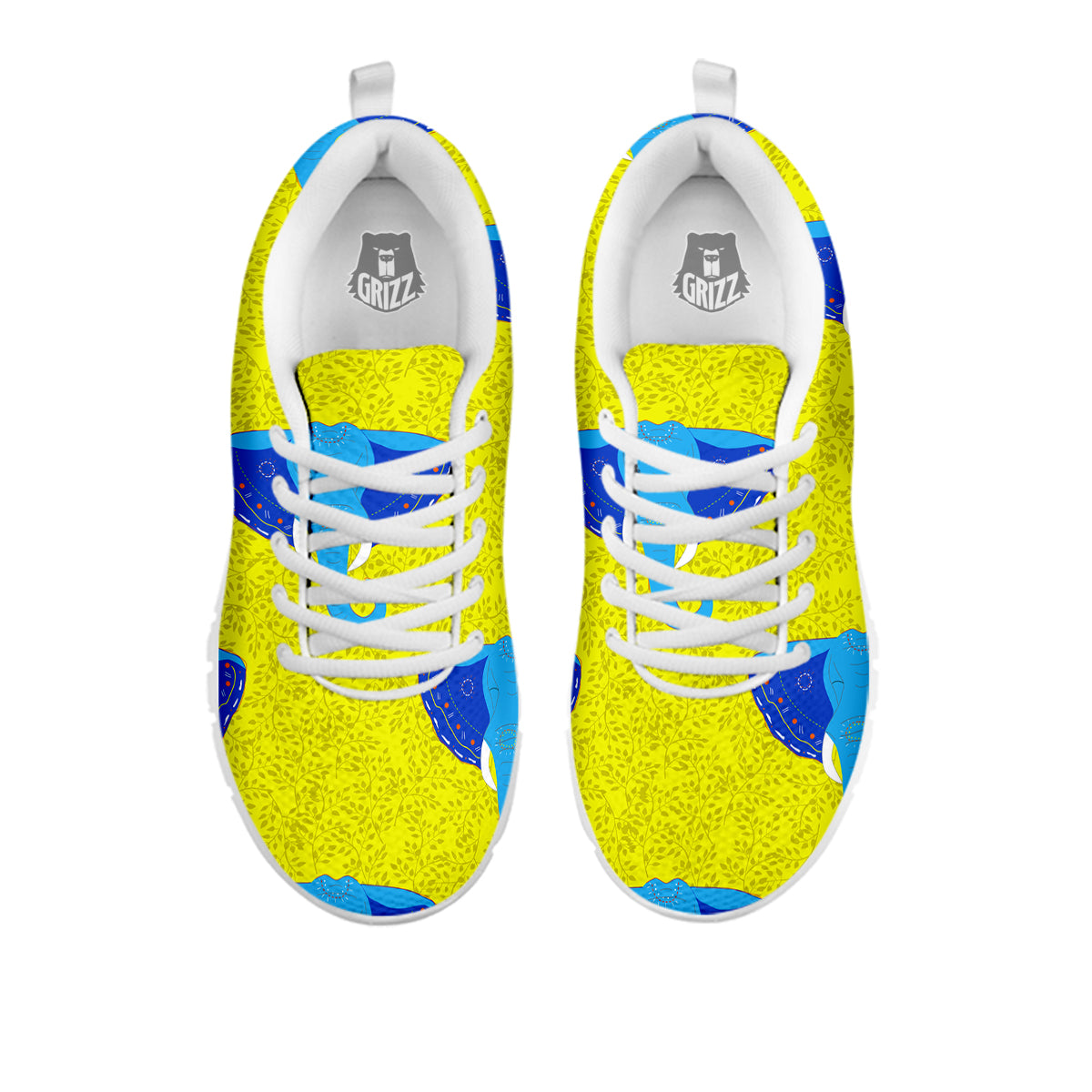 Elephant Mandala Blue Print Pattern White Sneaker-grizzshop
