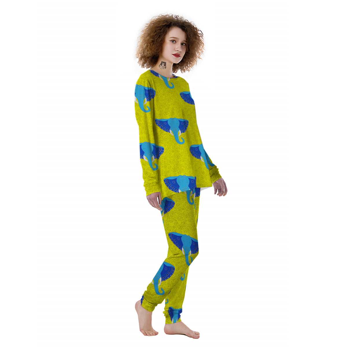 Elephant Mandala Blue Print Pattern Women's Pajamas-grizzshop