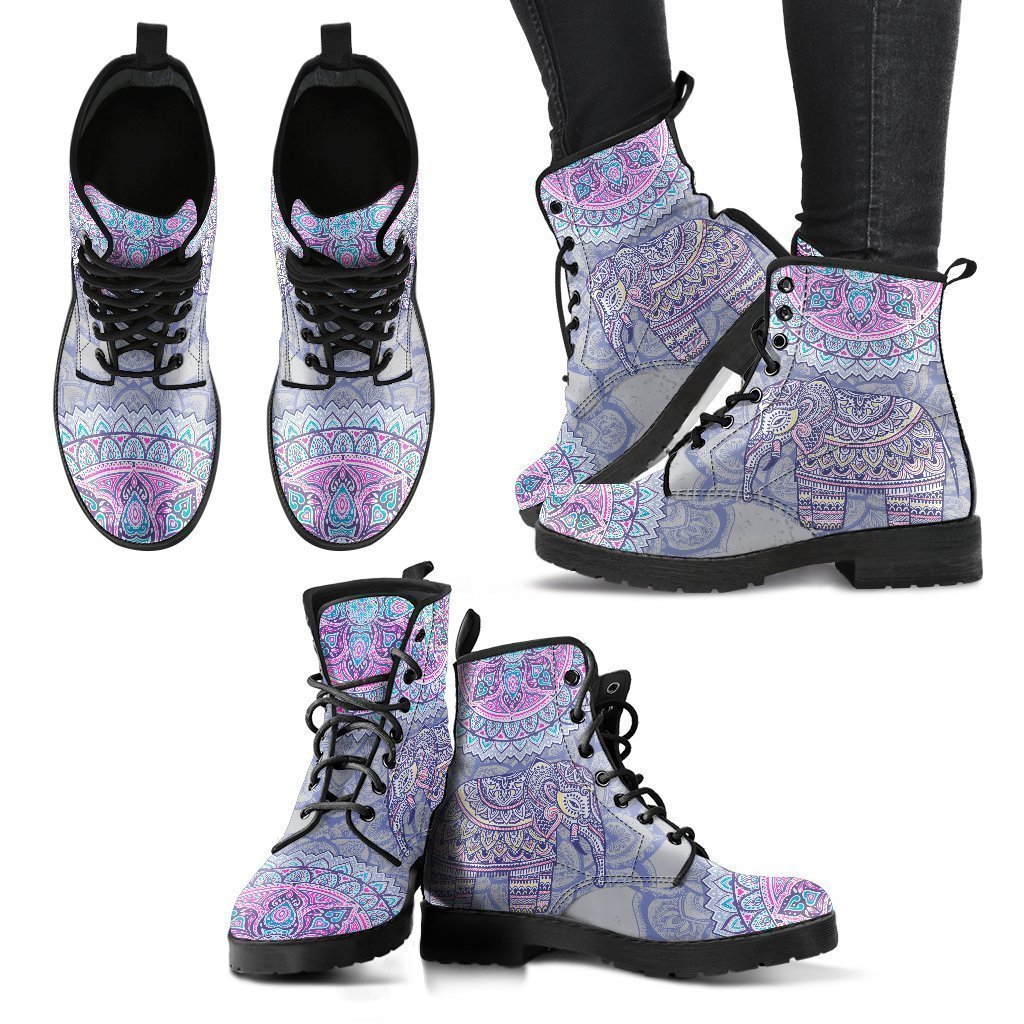 Elephant Mandala Women's Leather Boots-grizzshop