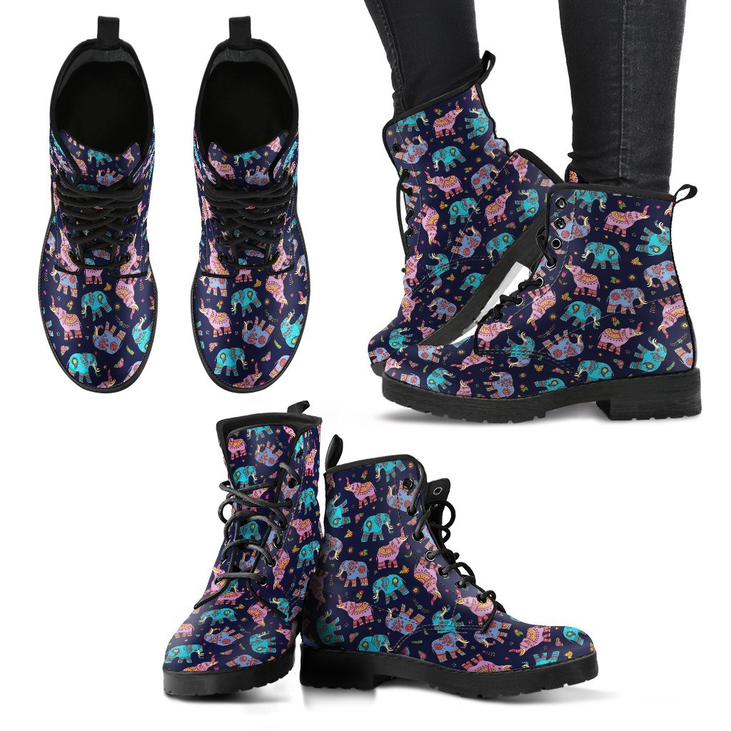 Elephant Pattern Women's Leather Boots-grizzshop