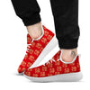 Elephant Red Indian Print Pattern White Athletic Shoes-grizzshop