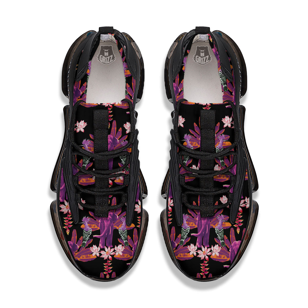 Elephant Tropical Purple Print Pattern Black Gym Shoes-grizzshop