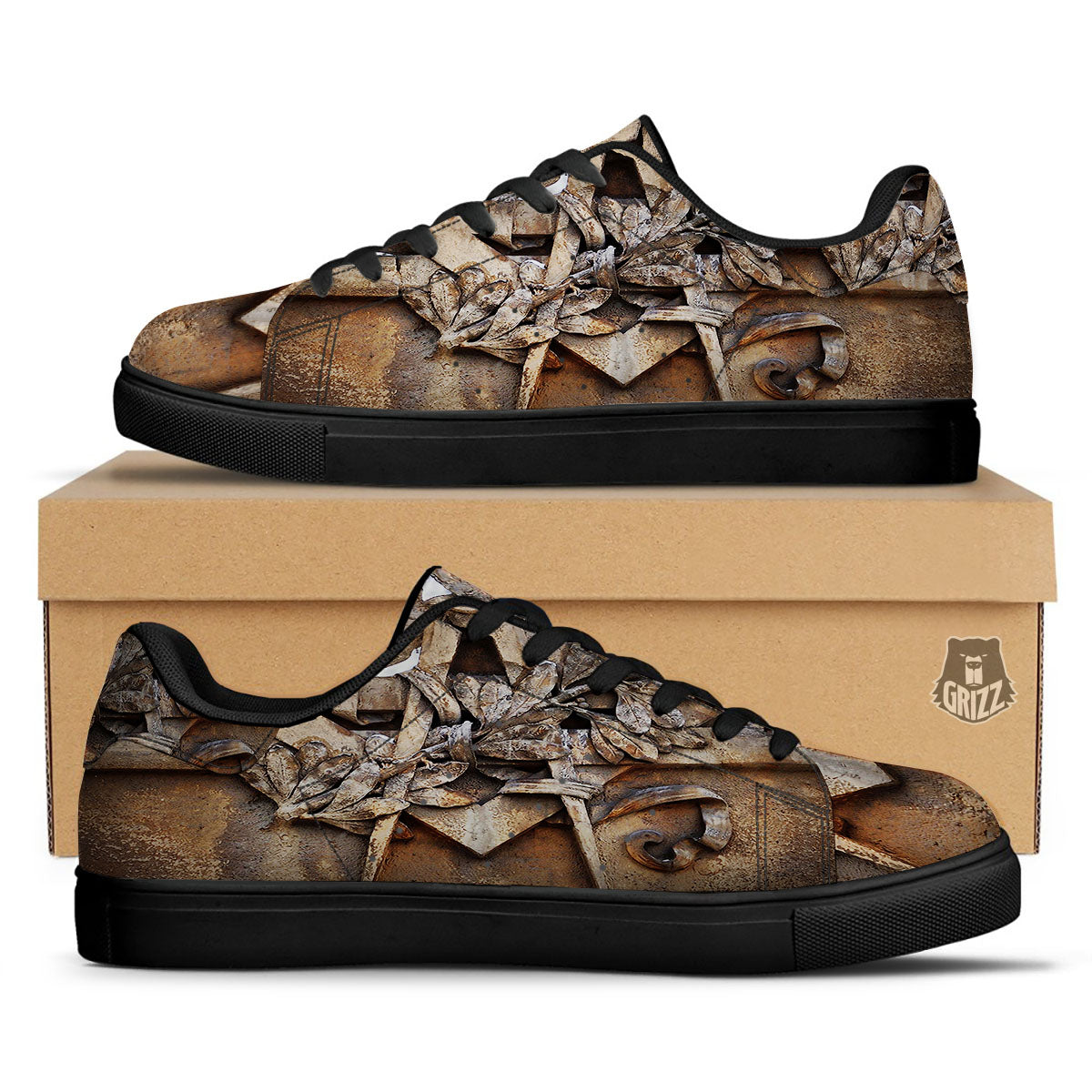 Emblem Freemasonry Print Black Low Top Sneakers-grizzshop