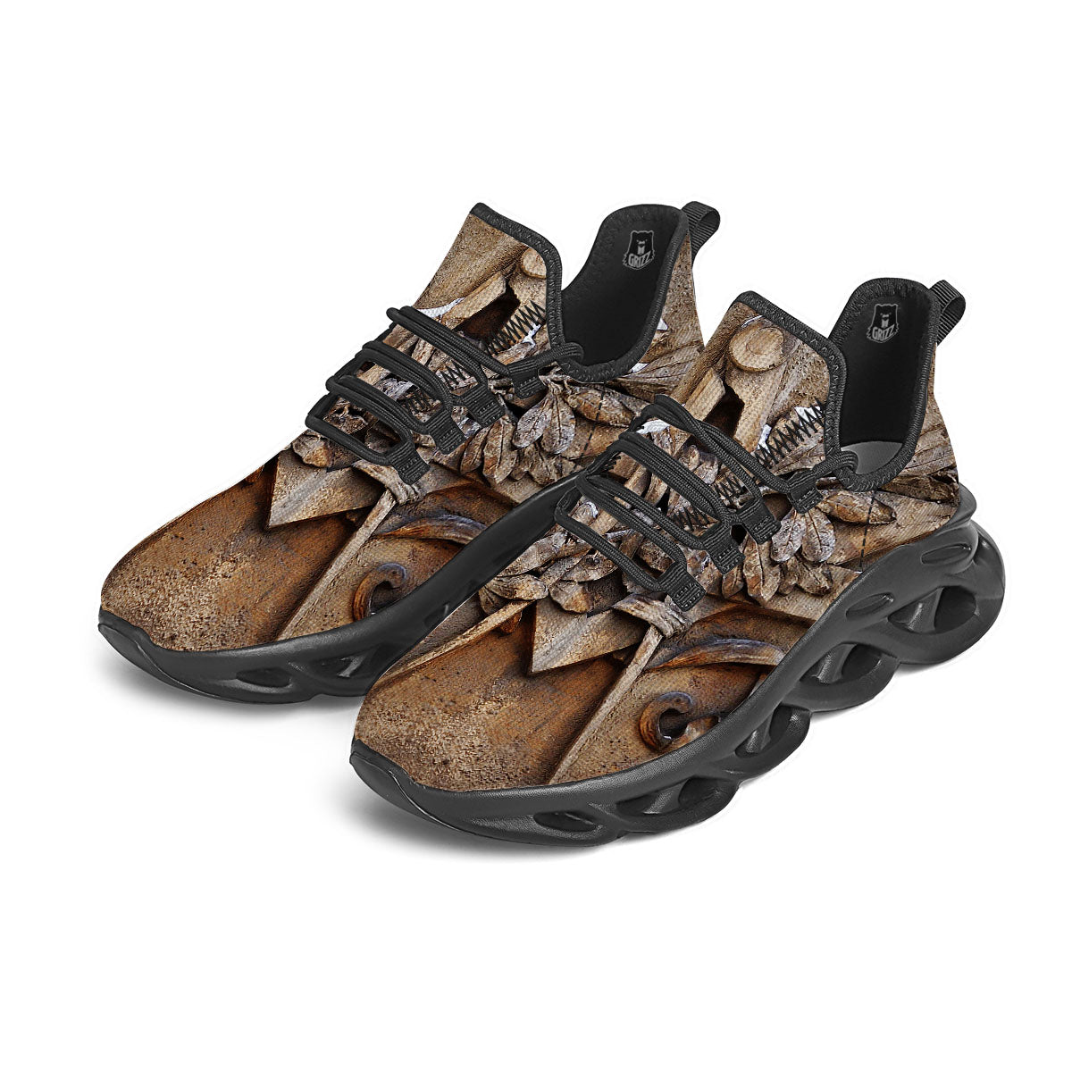 Emblem Freemasonry Print Black Running Shoes-grizzshop