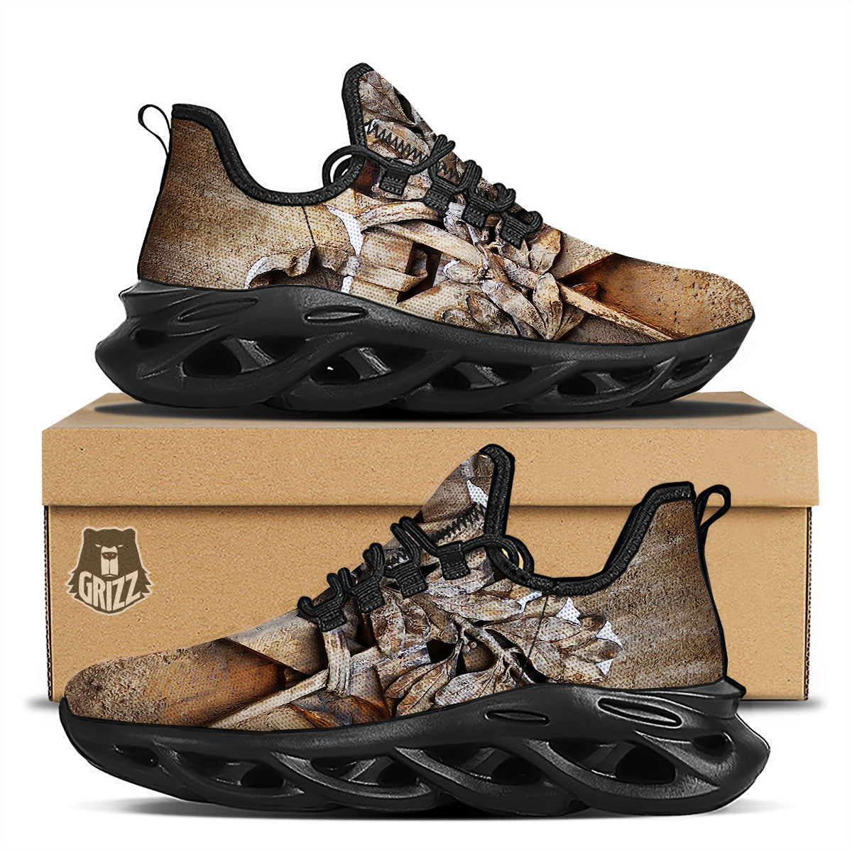 Emblem Freemasonry Print Black Running Shoes-grizzshop