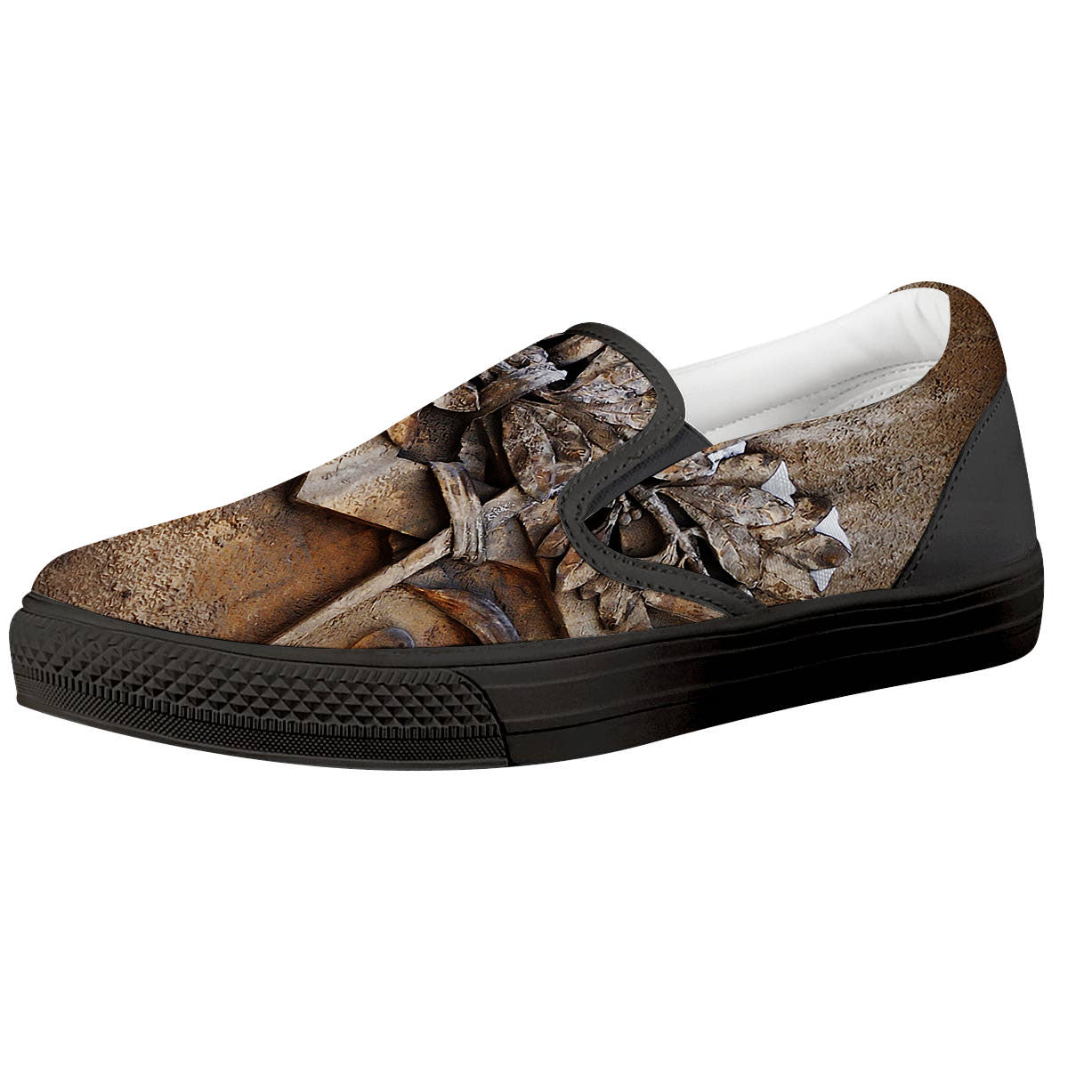 Emblem Freemasonry Print Black Slip On Shoes-grizzshop