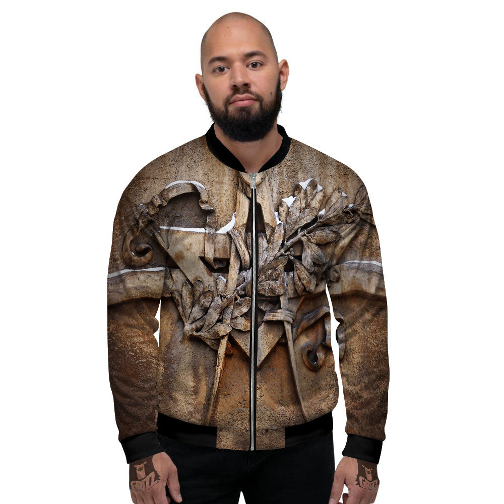 Emblem Freemasonry Print Men's Bomber Jacket-grizzshop