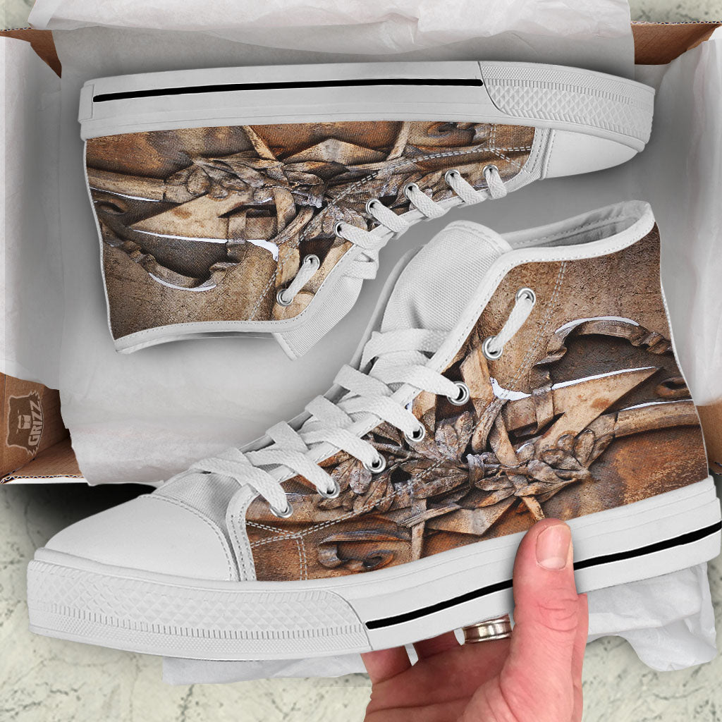 Emblem Freemasonry Print White High Top Shoes-grizzshop