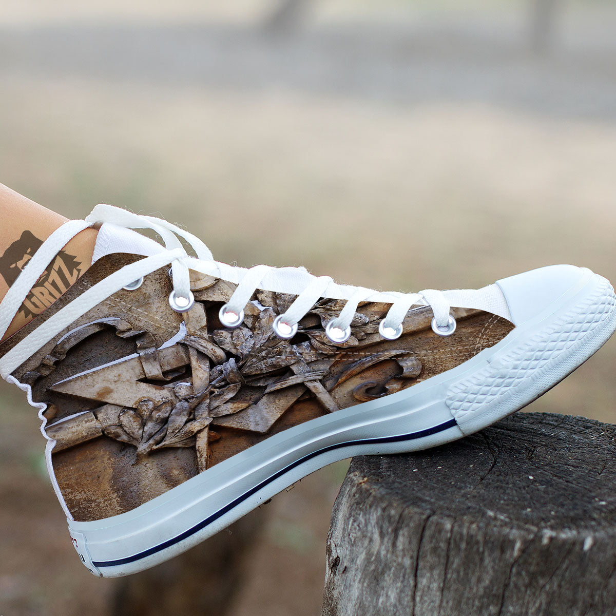 Emblem Freemasonry Print White High Top Shoes-grizzshop