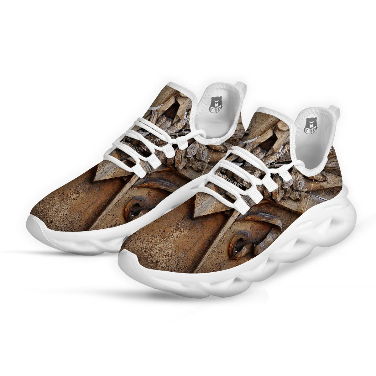 Emblem Freemasonry Print White Running Shoes-grizzshop