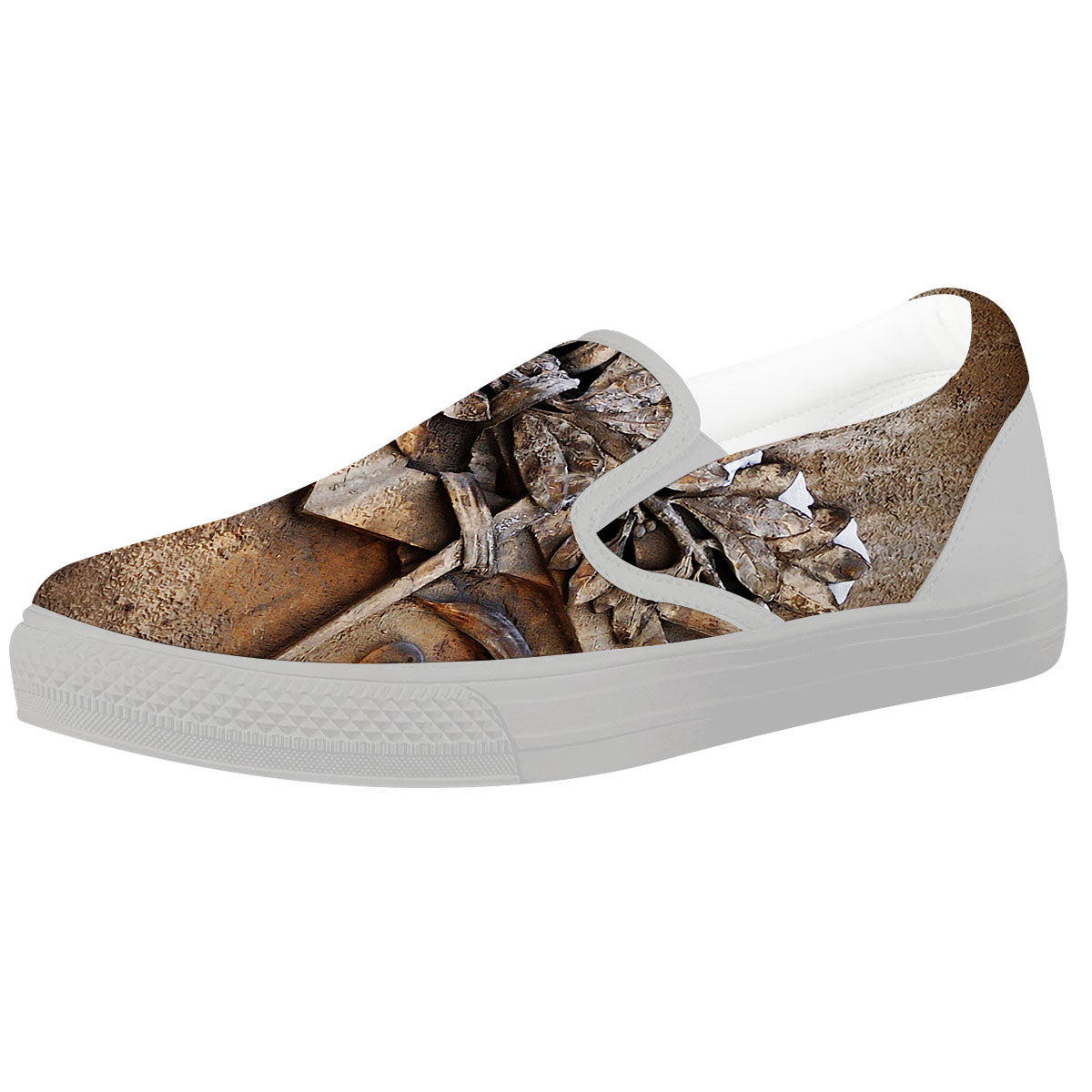 Emblem Freemasonry Print White Slip On Shoes-grizzshop
