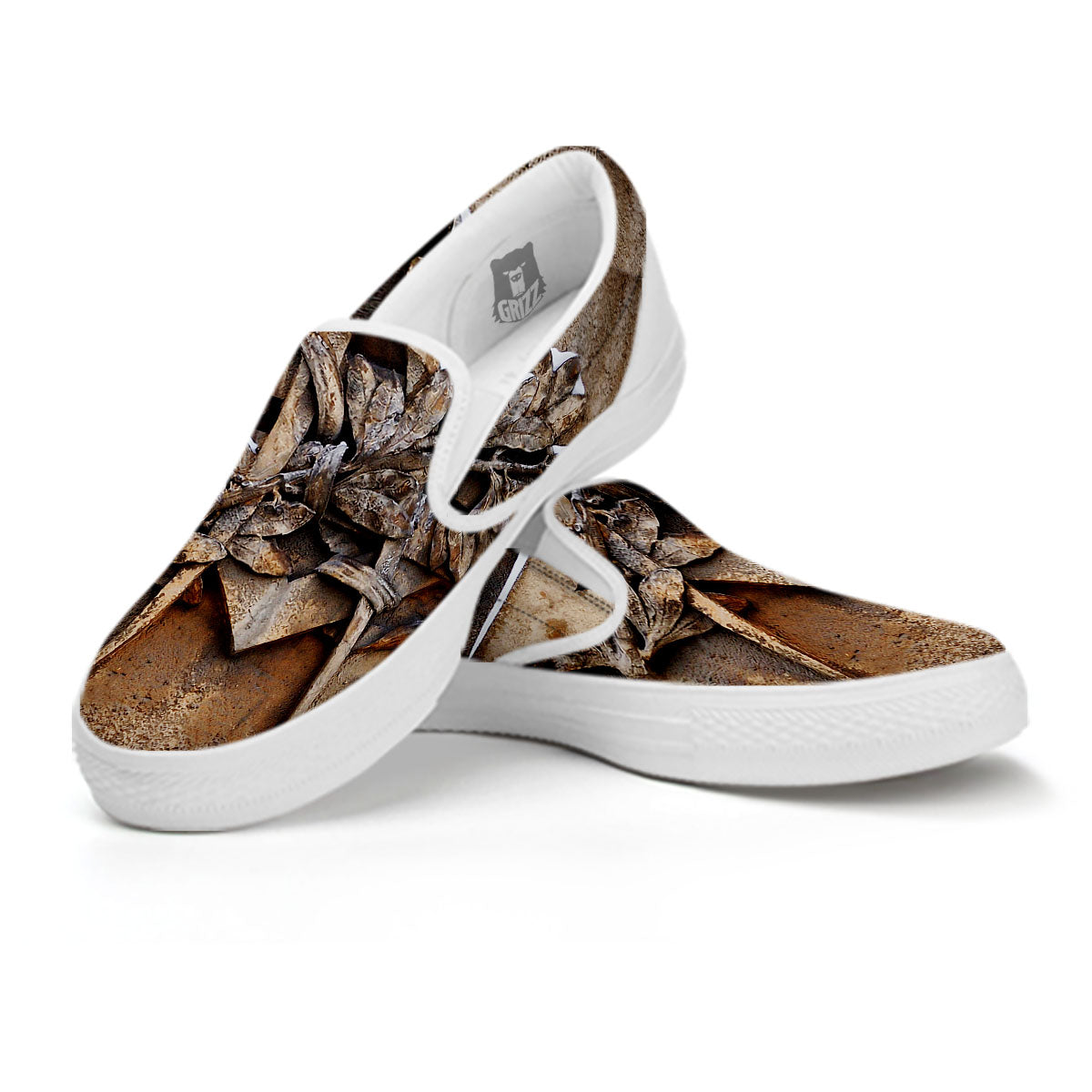 Emblem Freemasonry Print White Slip On Shoes-grizzshop