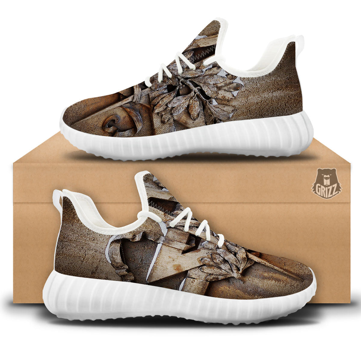 Emblem Freemasonry Print White Walking Shoes-grizzshop