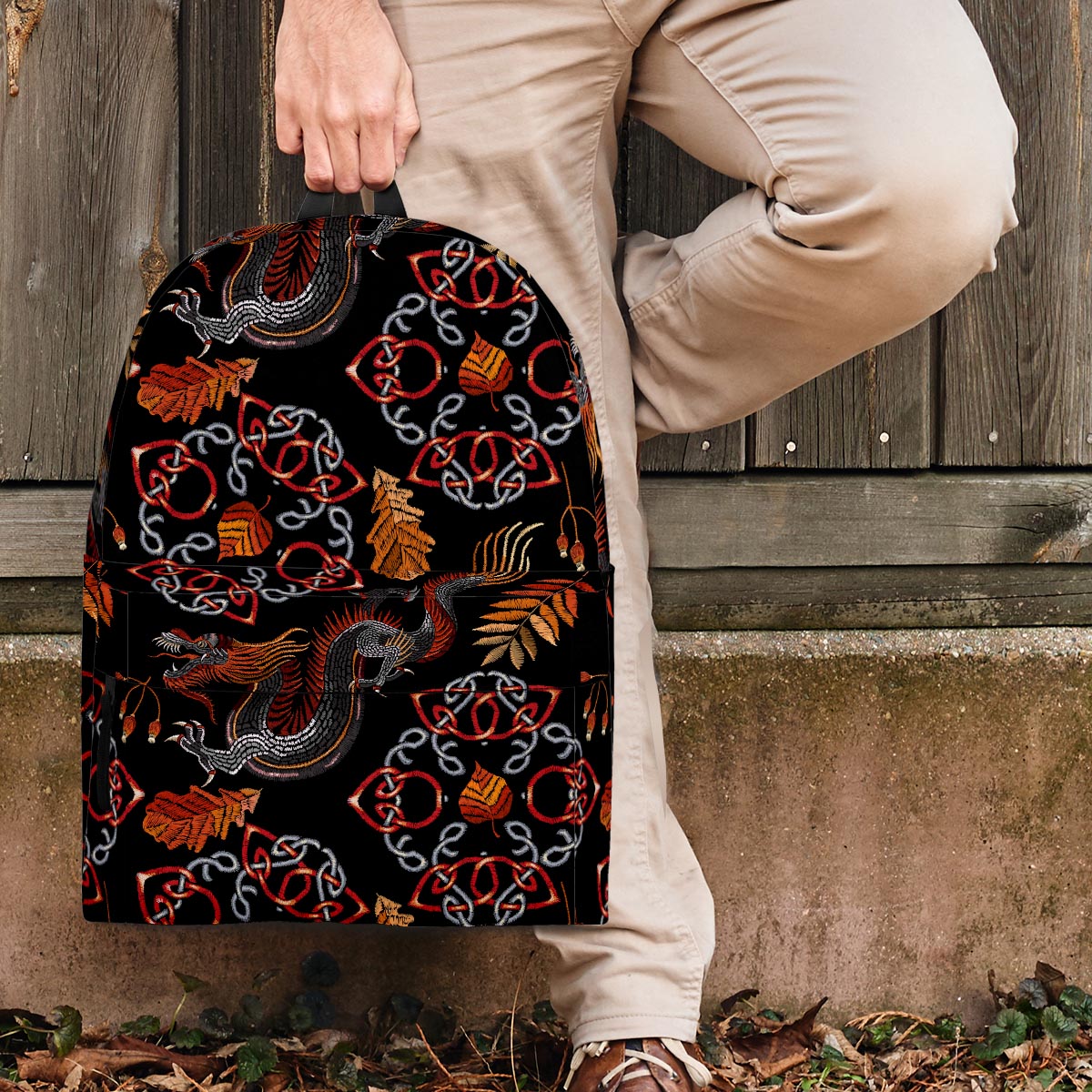 Embroidery Japanese Dragon Print Backpack-grizzshop