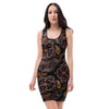 Embroidery Japanese Dragon Print Bodycon Dress-grizzshop