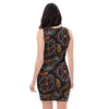 Embroidery Japanese Dragon Print Bodycon Dress-grizzshop