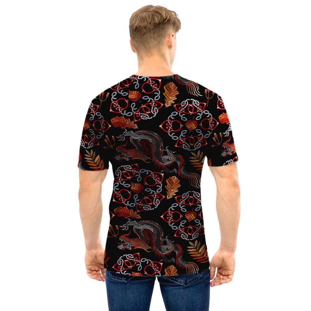 Embroidery Japanese Dragon Print Men T Shirt-grizzshop