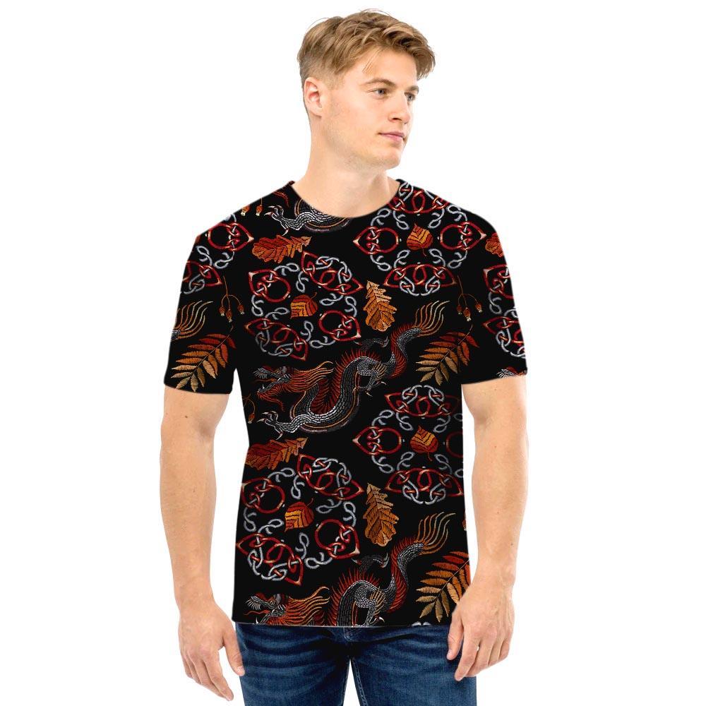 Embroidery Japanese Dragon Print Men T Shirt-grizzshop