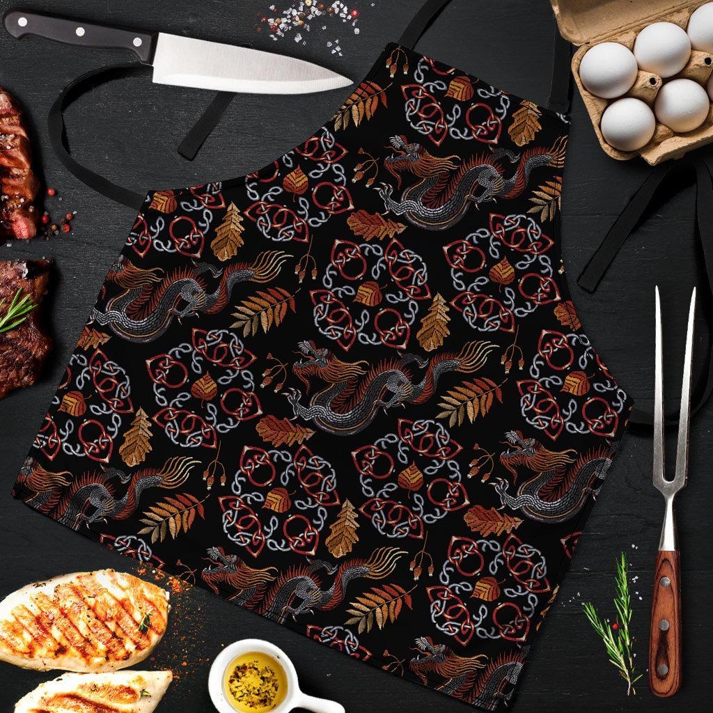 Embroidery Japanese Dragon Print Men's Apron-grizzshop