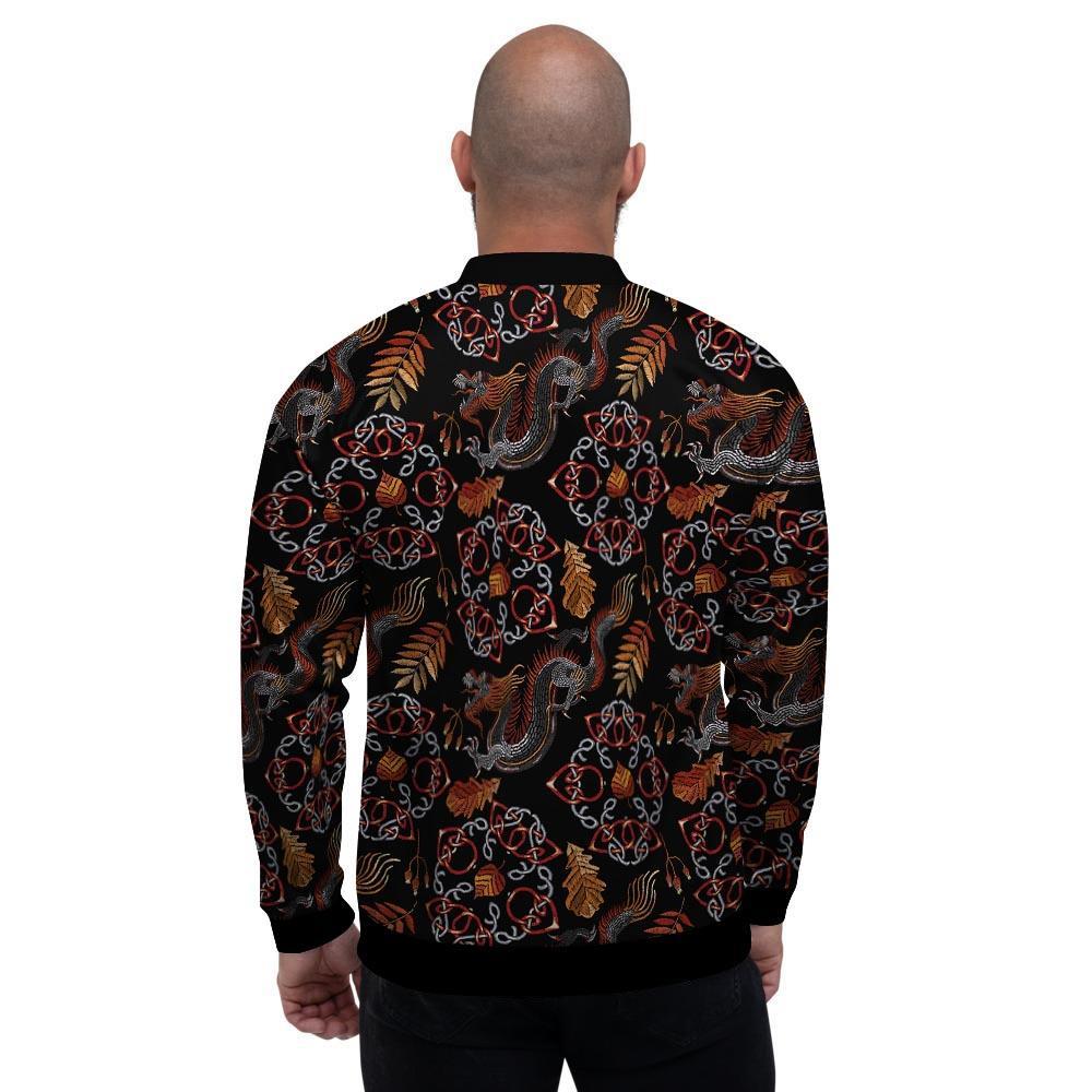 Embroidery Japanese Dragon Print Men's Bomber Jacket-grizzshop