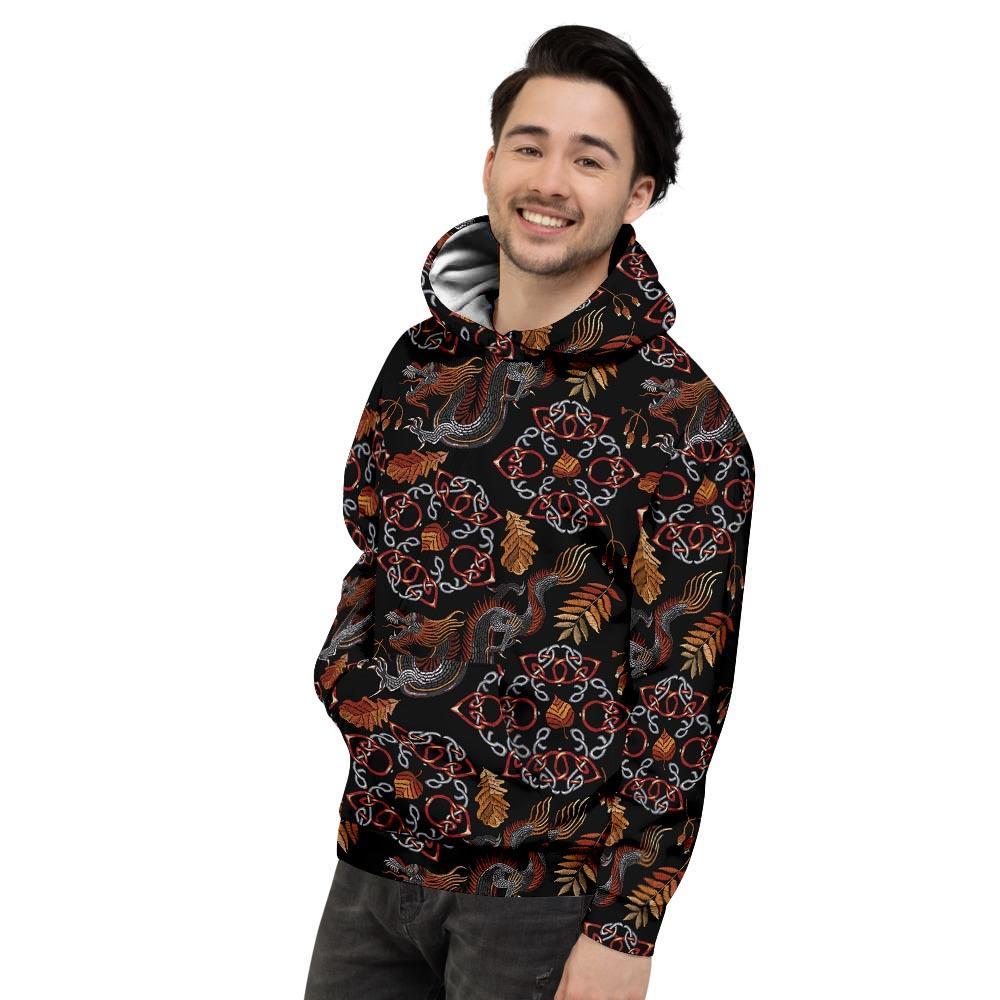 Embroidery Japanese Dragon Print Men's Hoodie-grizzshop