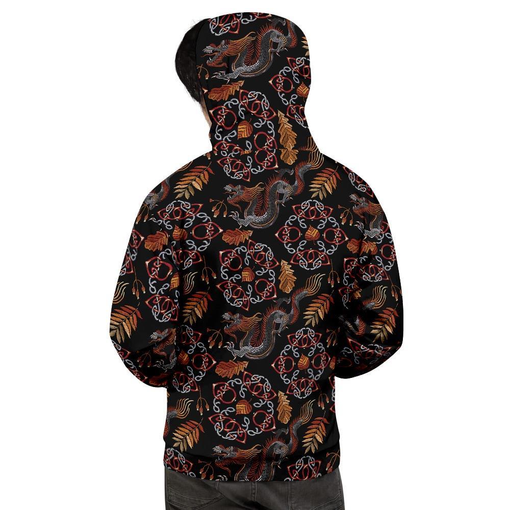 Embroidery Japanese Dragon Print Men's Hoodie-grizzshop