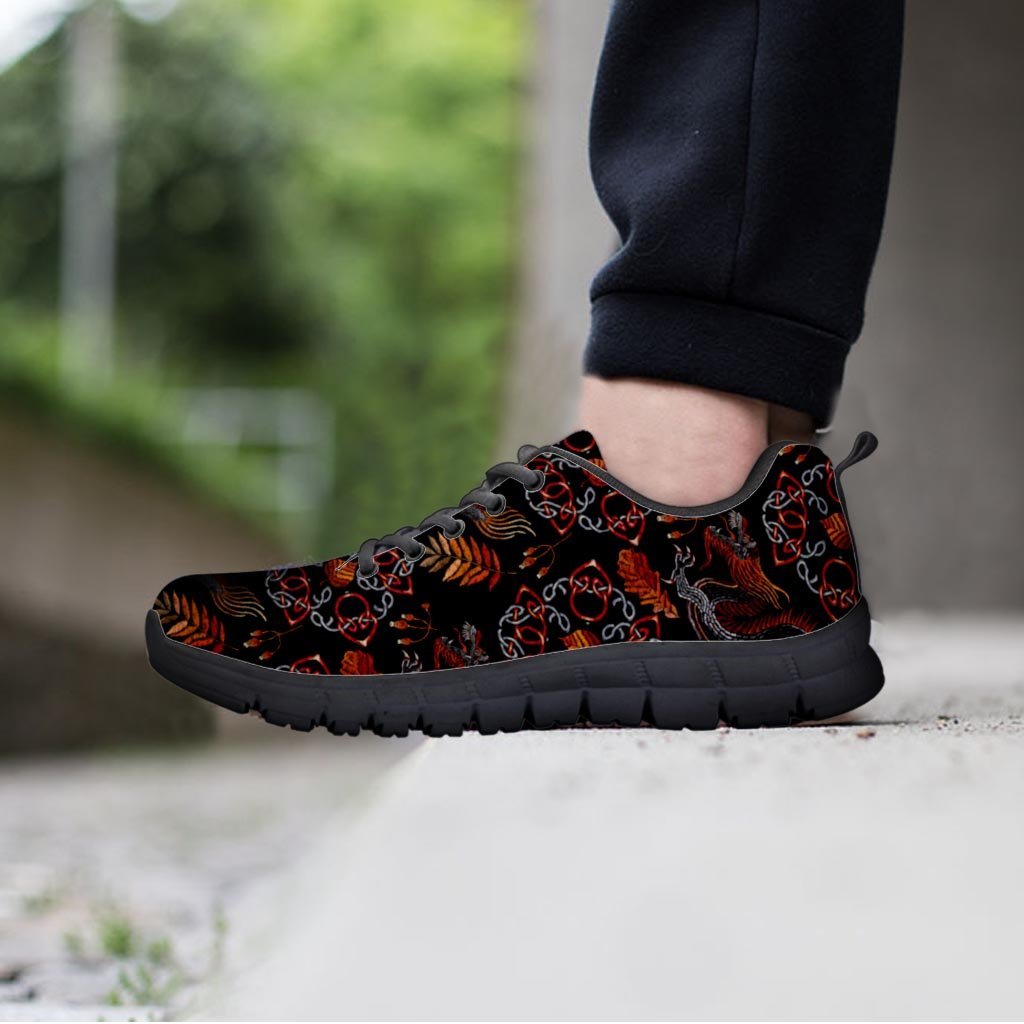 Embroidery Japanese Dragon Print Men's Sneakers-grizzshop