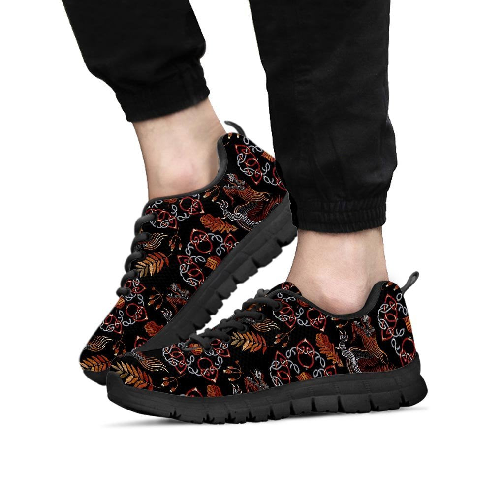 Embroidery Japanese Dragon Print Men's Sneakers-grizzshop