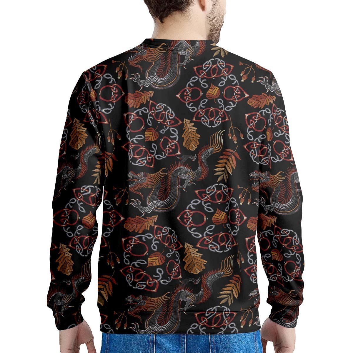 Embroidery Japanese Dragon Print Men's Sweatshirt-grizzshop