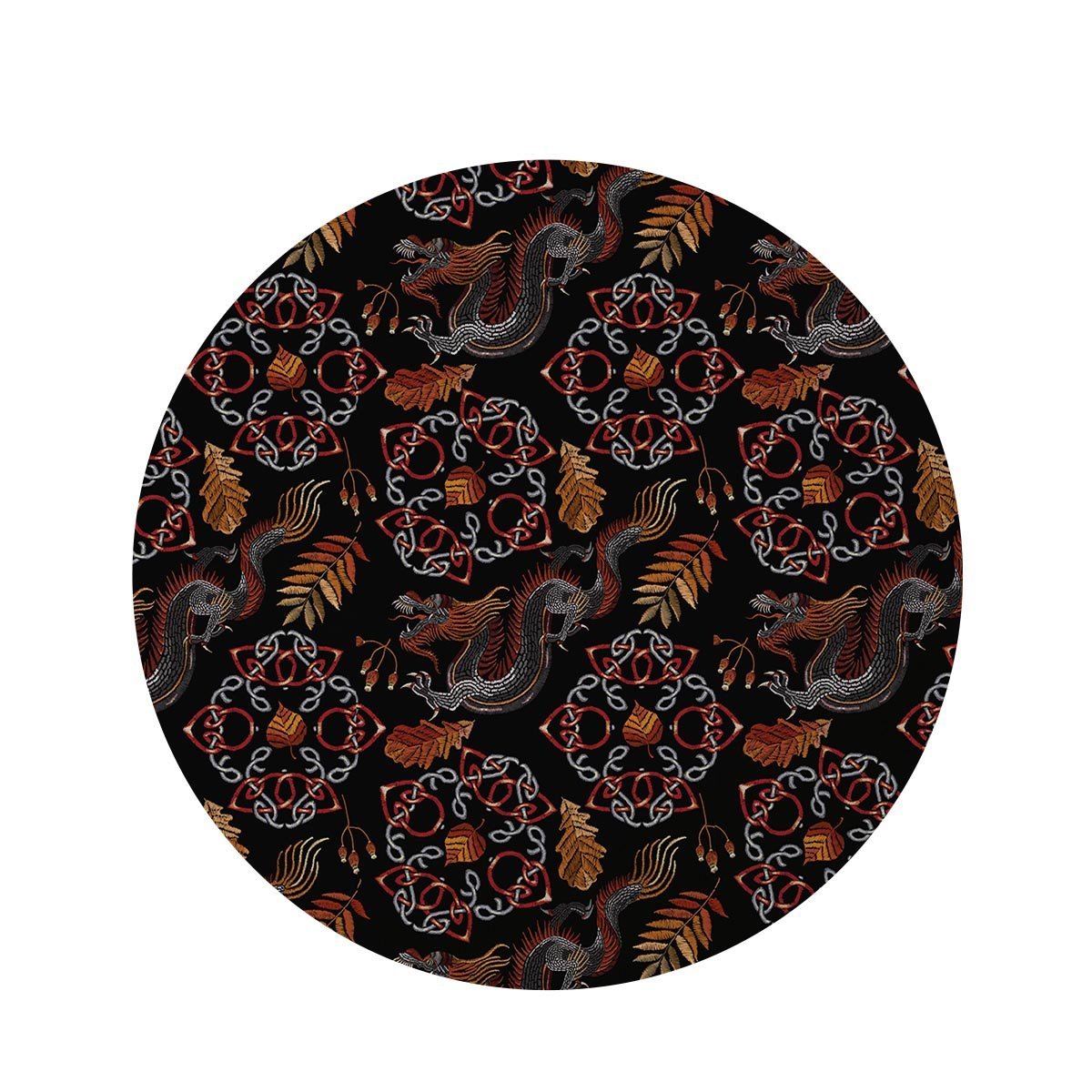 Embroidery Japanese Dragon Print Round Rug-grizzshop