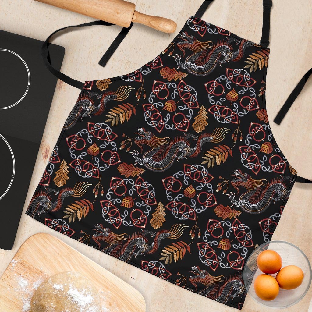 Embroidery Japanese Dragon Print Women's Apron-grizzshop