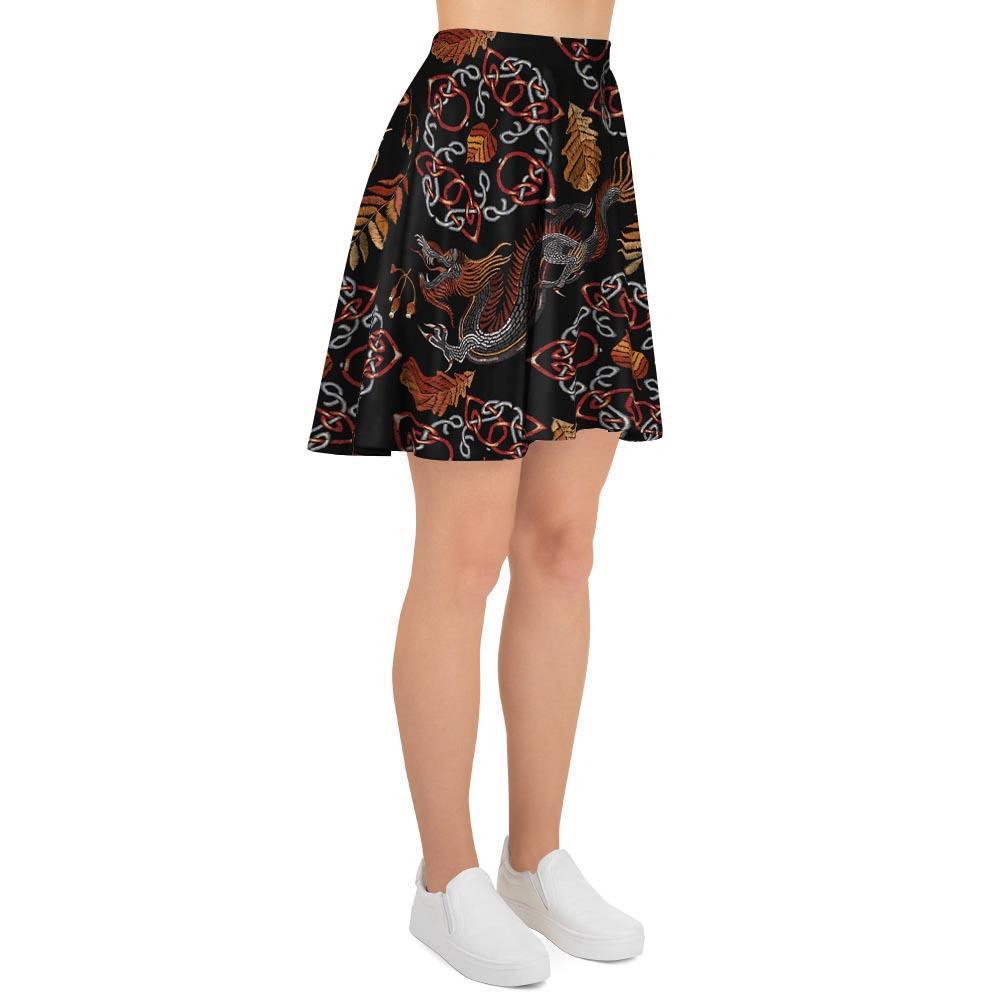 Embroidery Japanese Dragon Print Women's Skirt-grizzshop