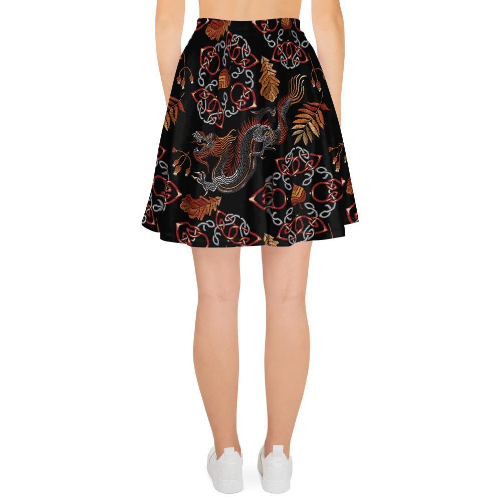 Embroidery Japanese Dragon Print Women's Skirt-grizzshop