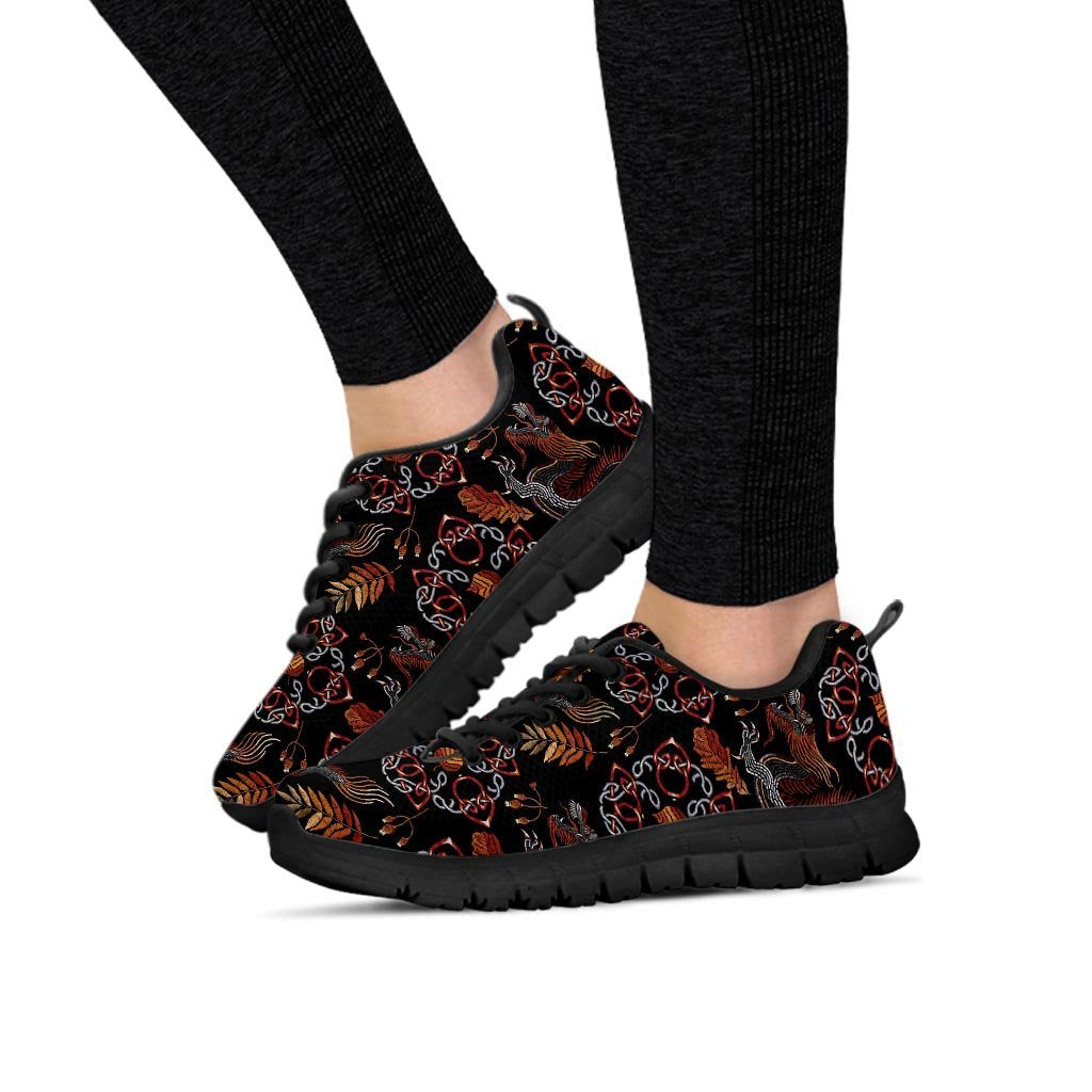 Embroidery Japanese Dragon Print Women's Sneakers-grizzshop