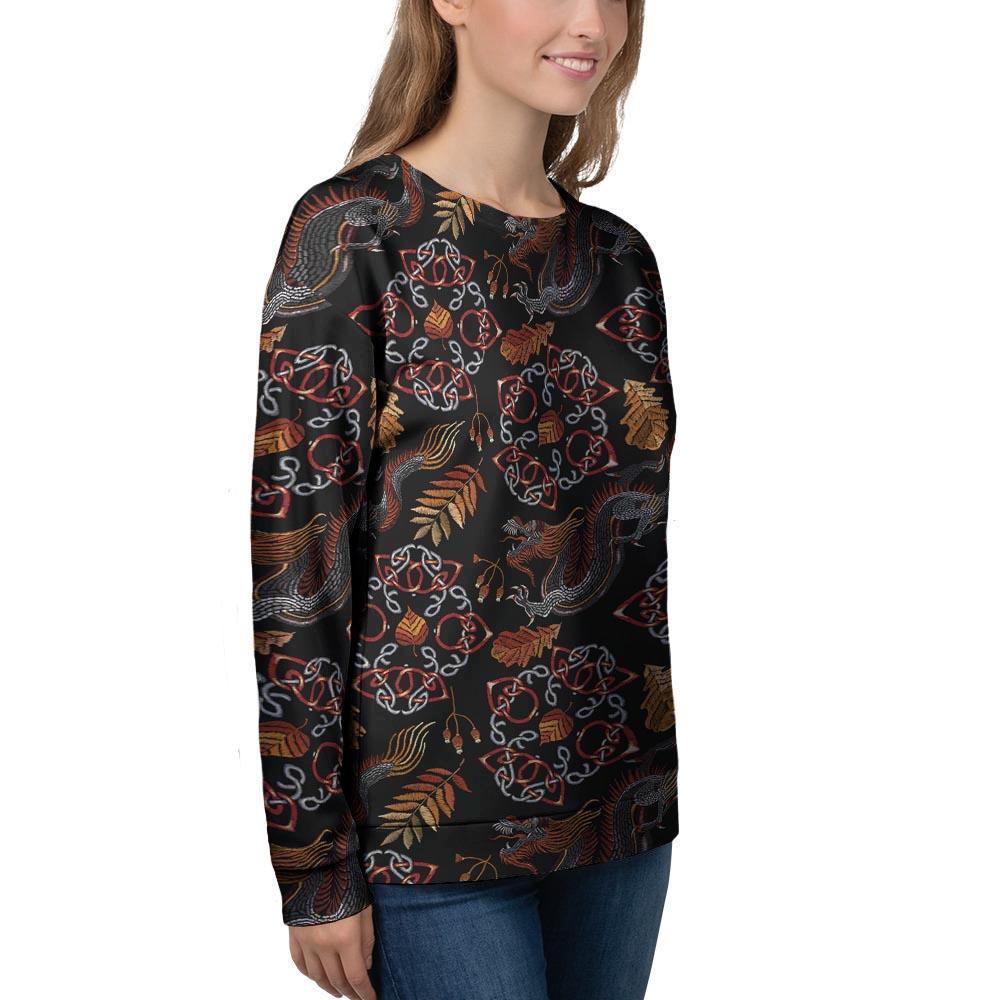 Embroidery Japanese Dragon Print Women's Sweatshirt-grizzshop